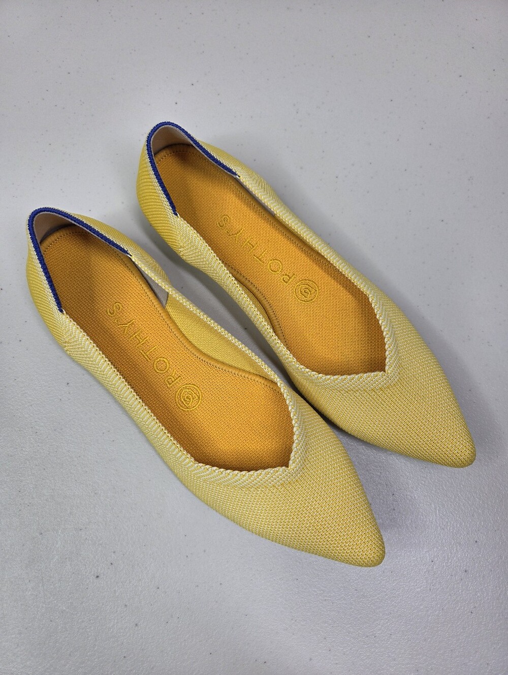 Rothys The Point Flats Yellow Knit Pointed Toe Shoes